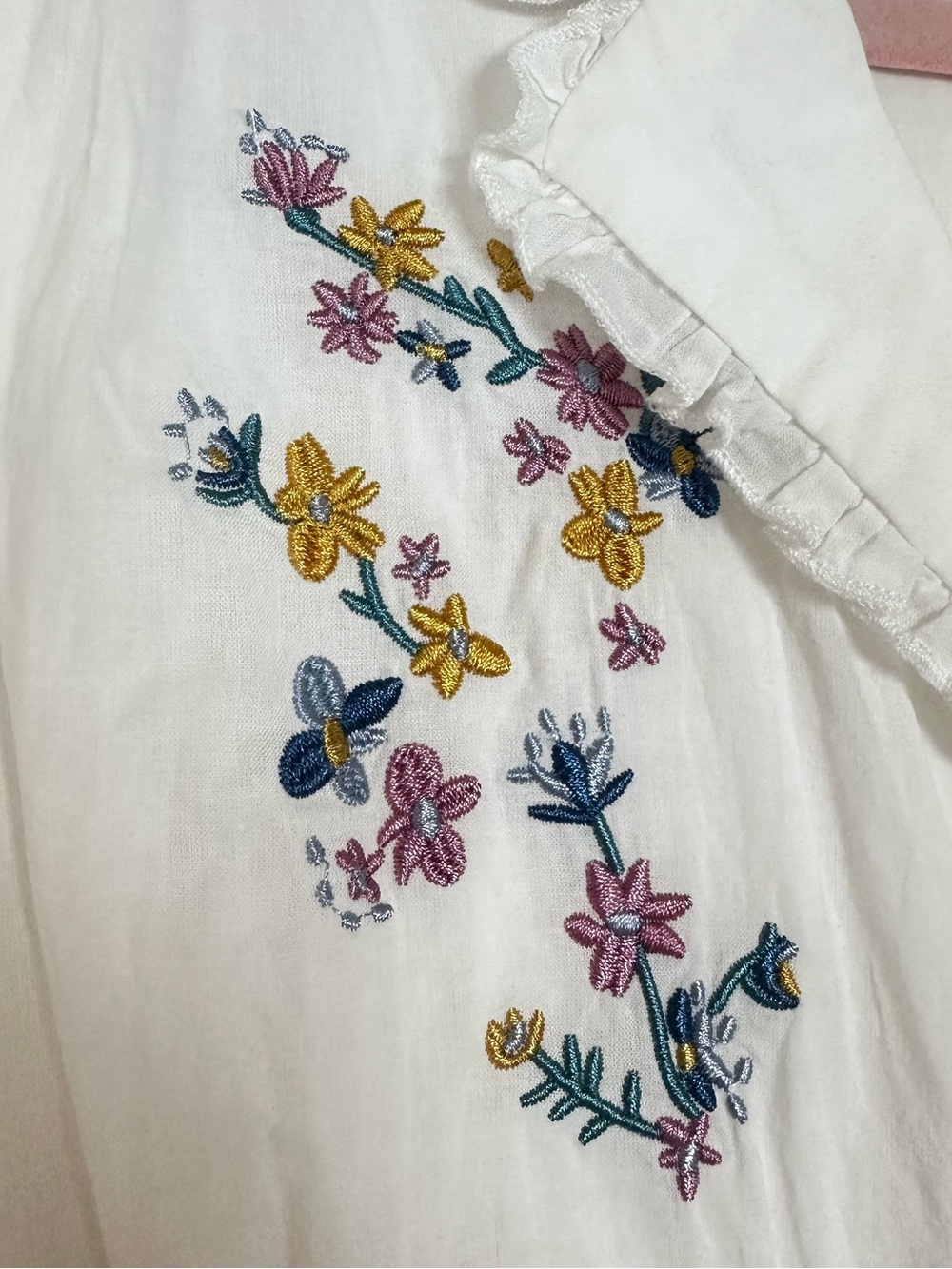 Simple Retro Embroidered Prairie Dress 100% Cotton - Picture 10 of 14